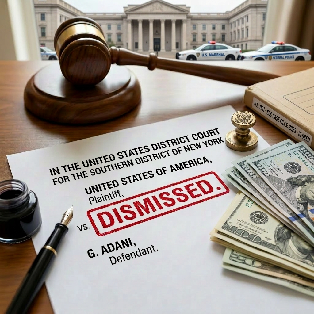 "US DOJ drops Adani charges 2026 court document dismissal with prejudice