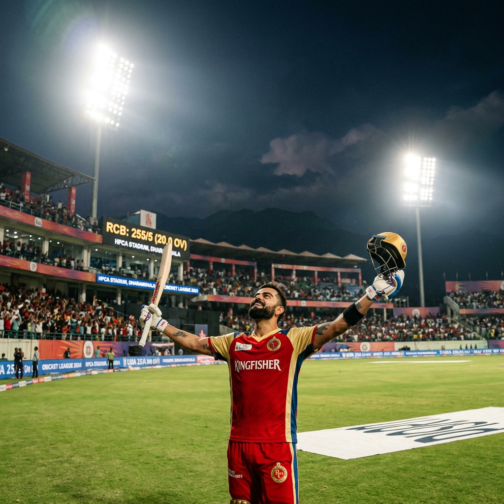 RCB vs GT IPL 2026 Qualifier 1 -- Rajat Patidar celebrates 93 not out at HPCA Stadium Dharamsala on May 26